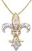 10k Gold Overlay Sterling Silver 1/4 cttw Diamond Fleur-De-Lis Pendant