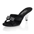 3 Inch Sexy Bridal Shoe Stiletto Heel Mini-Platform Slide With Rhinestone Bow Black