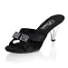 41084sz ENL. SL75  3 Inch Sexy Bridal Shoe Stiletto Heel Mini Platform Slide With Rhinestone Bow Black