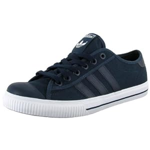 Buy ADIDAS Aditennis Mens Retro Tennis Original Lo Top Canvas Striped Sneaker Shoes Navy by adidas