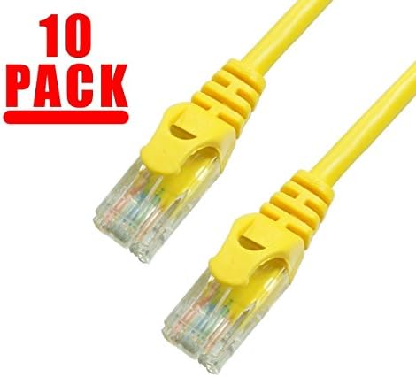 10 Pack - CAT6 RJ45, 550MHz, UTP Ethernet Network Patch Cable Snagless/ Molded Ferrari Boot/ 1T/ YELLOW