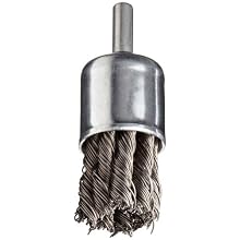 Norton Stem Mounted Knotted End Brush, Carbon Bristles, 0.020" Wire Size, 1/4" Shank Diameter, 1" Diameter (Pack of 1)
