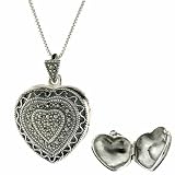 Sterling Silver Genuine Marcasite Heart Locket