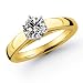14k Yellow Gold 1.00 Carat Round Cut Cathedral Solitaire Diamond Ring (G-H ; SI1-2)