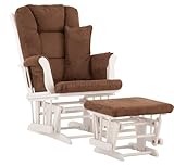 Stork Craft Custom Tuscany White Finish Glider and Ottoman with Free lower lumbar pillow, Chocolate