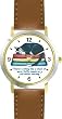 Black & White Cat Sleeping on Towels - Cat Cartoon or Comic - JP Animal - WATCHBUDDY&reg; DELUXE TWO-TONE THEME WATCH - Arabic Numbers - Brown Leather Strap-Size-Women's Size-Small