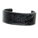 Embossed Black Tooled Western Leather Cuff