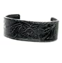 Western Embossed Black Leather Cuff Bracelet