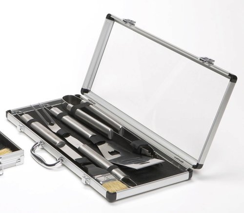 Kitchen Craft Four Piece Barbecue Tool Set in Aluminium Case with Acrylic Top
