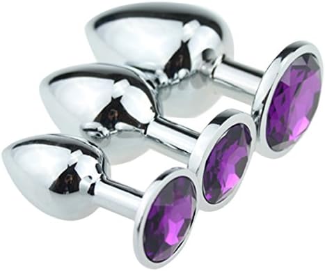 TOCOOL 3 Pcs Anal Plug Stainless Steel Metal Plated 3D Acrylic Purple Jewelry
