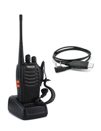 Retevis H-777 UHF 400-470MHz Best Economic Applicable Walkie Talkie with Headset 2 Way Ham Radio Black And Programing Cable