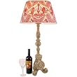Antique Red Toile Style Designer French decorator lamp and shade imported from France