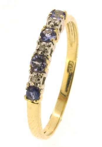9ct Yellow Gold Tanzanite And Diamond Set 1/2 