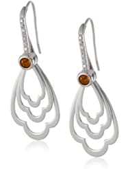 Sterling Silver Genuine Madeira Citrine Triple Drop Earrings