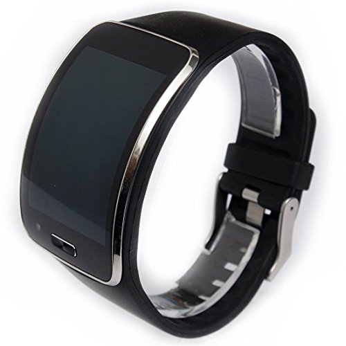 CFX Replacement Band with Metal Watch Clasp for Smasung Galaxy Gear S Watch to Solve the Problem of Falling Off (Black)