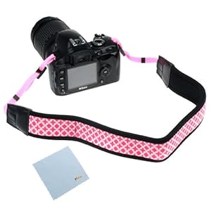 GTMax Pink Anti-Slip Soft Neoprene Camera Should/Neck Strap Belt for Canon EOS SL1 T5i T4i T3i T3 T2i; SX50 HS, G15; Nikon P520, P510, L820, L810, D5200, D3200, D600, D800 or any other Pentax Sony Fuji Olympus Panasonic SLR Cameras *with Cleaning Cloth*
