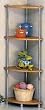 Retro 4 Tier Chrome Corner Rack with Wood Shelf Tops