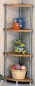 Retro 4 Tier Chrome Corner Rack with Wood Shelf Tops