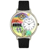 Whimsical Watches Women's U1110009 Unisex Silver Gay Pride Black Skin Leather And Silvertone Watch