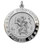 St. Christopher Round Medal Sterling Silver 25.0mm with 18 inch necklace