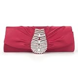 Rhinestone Decorated Satin Clutch / Evening Handbag, Gift Idea PURPLE
