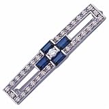 14Kt White Gold Celestial Sapphire and Diamond Brooch Pin