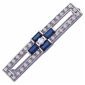 14Kt White Gold Celestial Sapphire and Diamond Brooch Pin by Jewelry Days