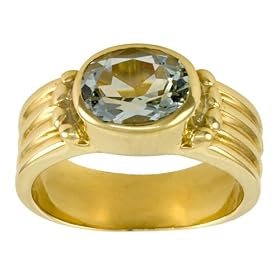 10k Yellow Gold Oval-Cut Aquamarine Ring by Amazon.com Collection