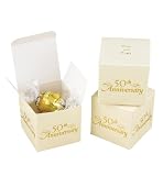 Hortense B. Hewitt Wedding Accessories, Favor Boxes, Ivory and Gold 50th Anniversary, Pack Candle of 25