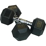 Valor Fitness Rubber Hex Dumbbell Pair, 20-Pound