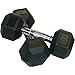 Valor Fitness Rubber Hex Dumbbell Pair, 20-Pound