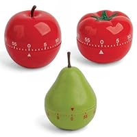 Kikkerland Apple, Tomato, Pear Kitchen Timers, Assorted