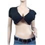 Sexy Black Button Front Plus Size Cropped Bolero Shrug