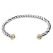 Two-Tone 14k Gold Plated and Sterling Silver Thin Twisted Bangle Cuff Bracelet