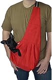 Red Pets Sling Carrier for Small Dog- Pet Cloth Totes and Carriers By Cozy Courier -Size Medium