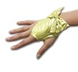 Gold Metallic Plated Fabric, Fingerless Mitt Gloves with Large Bow
