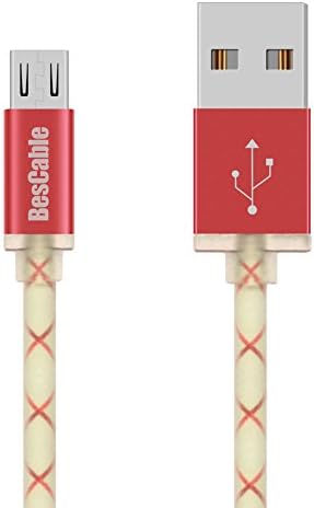 BesCable® Ultra Soft USB Cable, Tangle-Free Micro USB Data Charger Cable for Android, Samsung, HTC, Nokia, Motorola, Sony, LG and More (Red, 3ft)