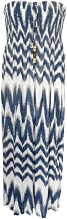 Isla Bonita Ladies Smock Top Convertible Strapless/Halter-Blue ZigZag