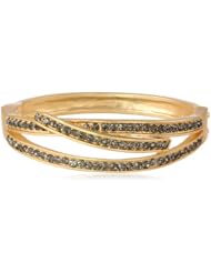Kenneth Cole New York "Woven" Pave Sculptural Hinged Bangle Bracelet, 8"