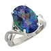 5.21 Ct Millenium Blue Oval Mystic Quartz and Diamond Argentium Silver Ring 5.21 Ct Millenium Blue Oval Mystic Quartz and Diamond Argentium Silver Ring
