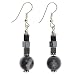 EXP Handmade Black Hematite & Sardonyx Dangle Earrings With Silver Beads