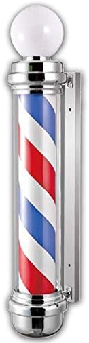 Barber Shop Pole 43" Bright Globe Bulb Light Rotating Classic Stripes Light Hair Salon Open Sign