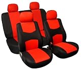 Car Seat Cover Full Set Flat Cloth Red/black Univerisal