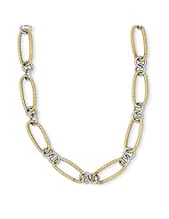 14K Two Tone Gold 18in Fancy Oval Link Necklace. Metal Wt- 7.51g