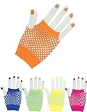 Dramatic 80s Fishnet Gloves, Light Orange