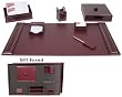 Burgundy Leather & 24kt Gold Tooled 7Pc Executive Desk Set - Gift Set