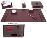 Burgundy Leather & 24kt Gold Tooled 7Pc Executive Desk Set - Gift Set