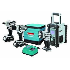 Makita LCT400W 18-Volt Compact Lithium-Ion Cordless 4-Piece Combo Kit
