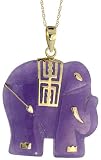10k Yellow Gold 18 Chain & 1 1/8 (28mm) tall Elephant Pendant in Lavender Jade