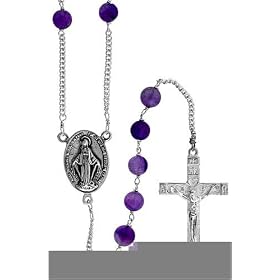 Sterling Silver Genuine Amethyst Rosary by Sabrina Silver